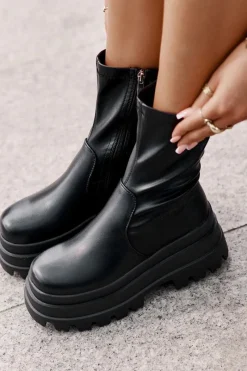Sale Botki Na Masywnej Platformie Czarne Florinara Damskie Botki Ocieplane|Czarne Botki
