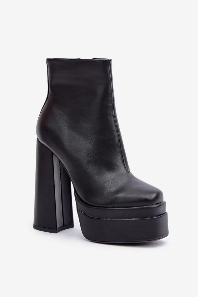 Online Boto Botki Na Masywnej Platformie I Słupku Ocieplane Czarne Selahra