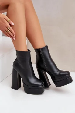 Online Boto Botki Na Masywnej Platformie I Słupku Ocieplane Czarne Selahra