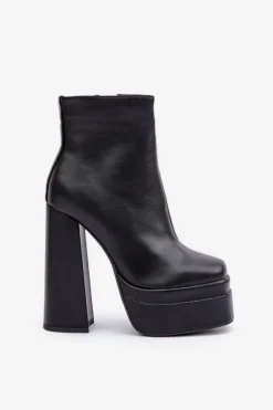 Online Boto Botki Na Masywnej Platformie I Słupku Ocieplane Czarne Selahra