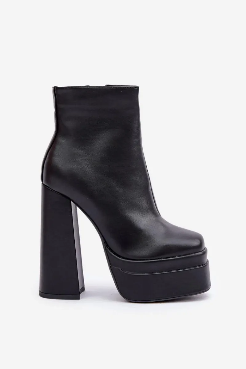 Online Boto Botki Na Masywnej Platformie I Słupku Ocieplane Czarne Selahra