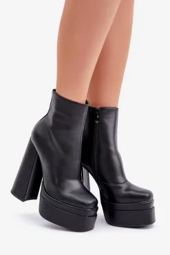 Online Boto Botki Na Masywnej Platformie I Słupku Ocieplane Czarne Selahra