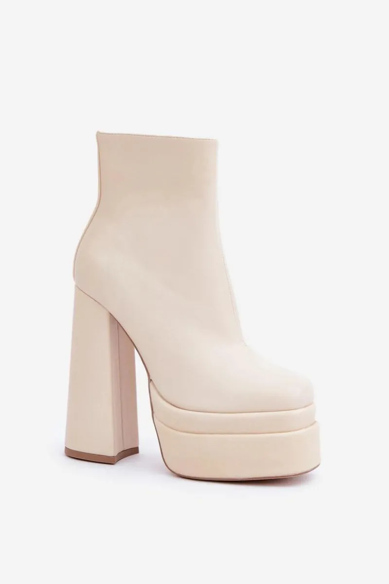 Botki Ocieplane|Botki Na Słupku>Boto Botki Na Masywnej Platformie I Słupku Ocieplane Jasnobeżowe Selahra