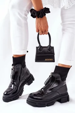 Czarne Botki|Botki Workery>Boto Botki Na Masywnej Podeszwie Czarne Chicago