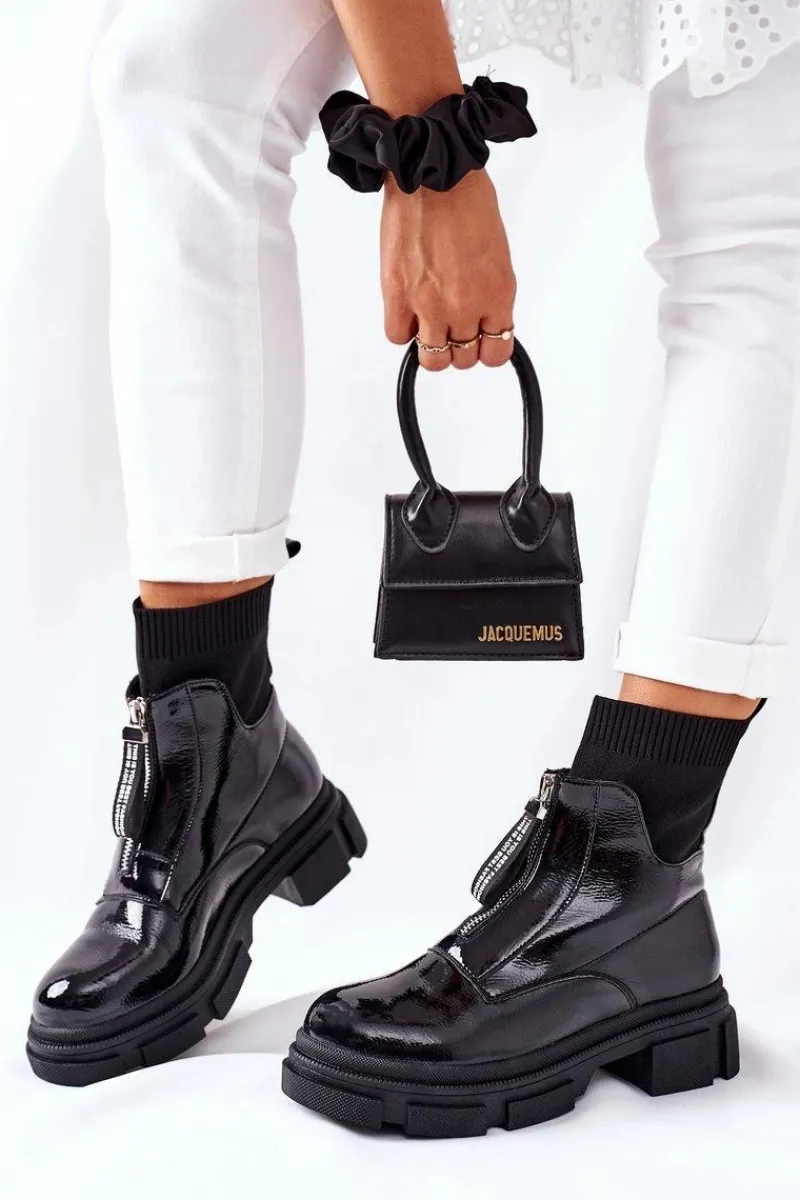 Czarne Botki|Botki Workery>Boto Botki Na Masywnej Podeszwie Czarne Chicago