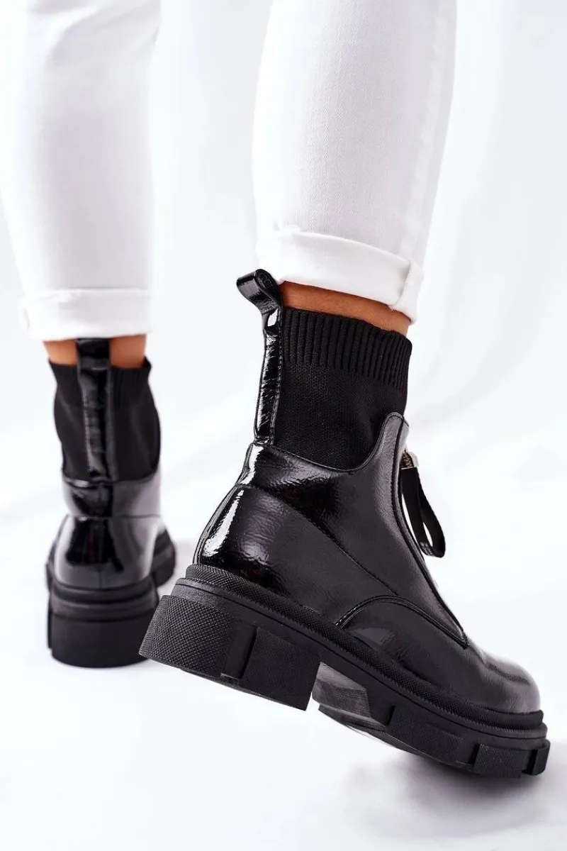 Czarne Botki|Botki Workery>Boto Botki Na Masywnej Podeszwie Czarne Chicago