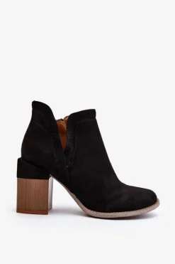 New Boto Botki Na Masywnym Słupku Z Wycięciem Czarne Jolnima Czarny