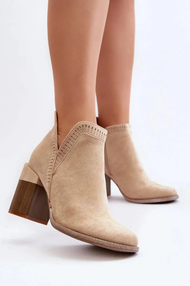Botki Wiosenne|Botki Na Słupku>Boto Botki Na Masywnym Słupku Z Wycięciem Jasnobeżowe Jolnima