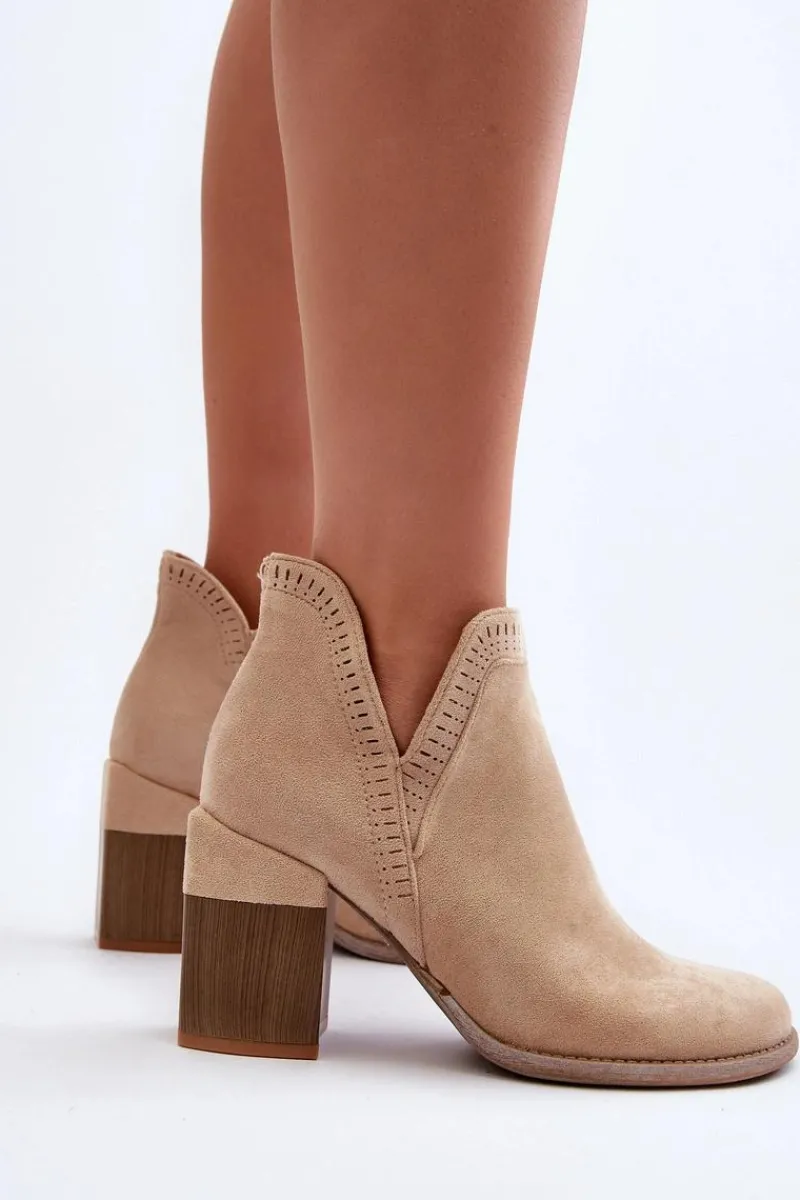 Botki Wiosenne|Botki Na Słupku>Boto Botki Na Masywnym Słupku Z Wycięciem Jasnobeżowe Jolnima