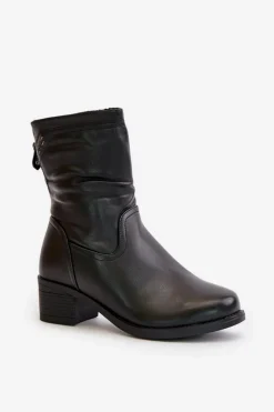 Botki Ocieplane|Botki Skórzane></noscript>Buty damskie Vinceza Botki Na Niskim Obcasie Ocieplane Futerkiem Vinceza 85155 Czarne