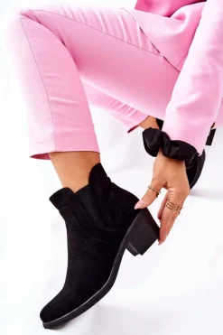 Clearance Botki Na Obcasie Sergio Leone BT620 Czarne Damskie Botki Na Słupku|Czarne Botki