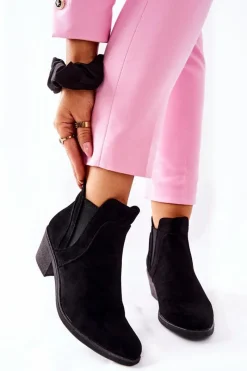 Clearance Botki Na Obcasie Sergio Leone BT620 Czarne Damskie Botki Na Słupku|Czarne Botki