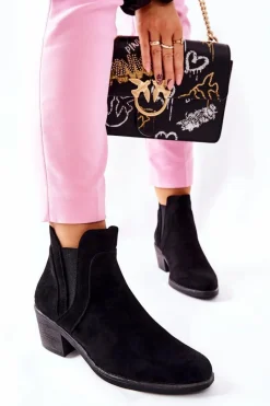 Clearance Botki Na Obcasie Sergio Leone BT620 Czarne Damskie Botki Na Słupku|Czarne Botki