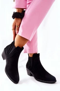 Clearance Botki Na Obcasie Sergio Leone BT620 Czarne Damskie Botki Na Słupku|Czarne Botki