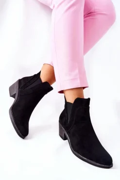 Clearance Botki Na Obcasie Sergio Leone BT620 Czarne Damskie Botki Na Słupku|Czarne Botki