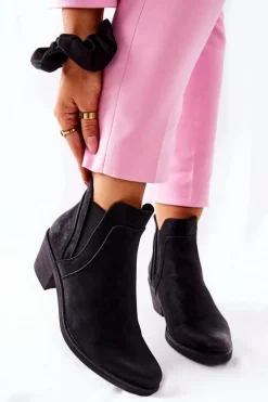 Outlet Buty Sergio Leone Botki Na Obcasie Sergio Leone BT620 Czarne