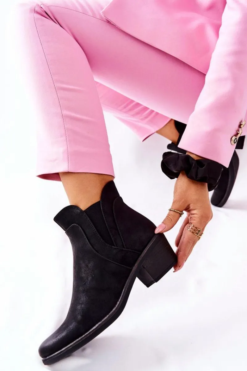 Outlet Buty Sergio Leone Botki Na Obcasie Sergio Leone BT620 Czarne