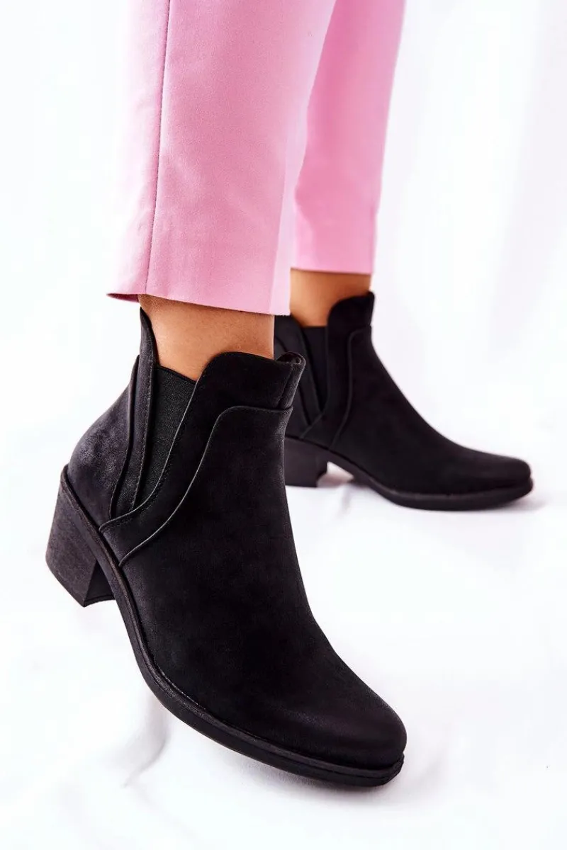 Outlet Buty Sergio Leone Botki Na Obcasie Sergio Leone BT620 Czarne