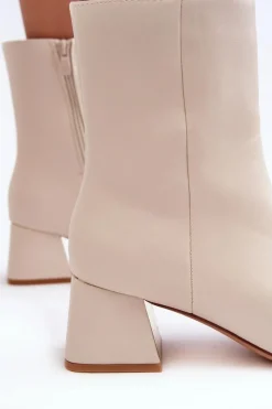 Outlet Boto Botki Na Obcasie Z Ozdobą Jasnobeżowe Adinah