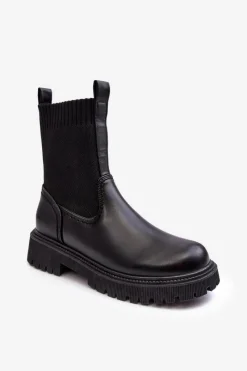 Czarne Botki|Botki Płaskie>Big Star Shoes Botki Na Płaskim Obcasie Czarne Big Star MM2745432