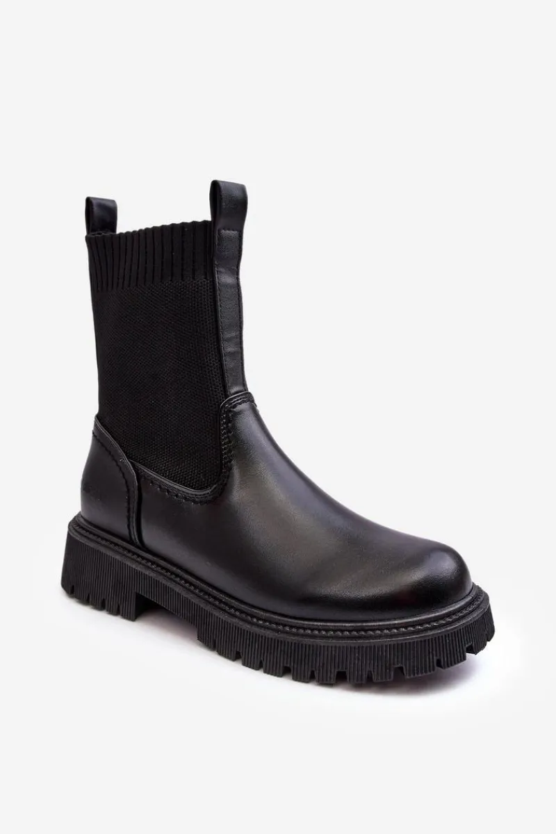 Czarne Botki|Botki Płaskie>Big Star Shoes Botki Na Płaskim Obcasie Czarne Big Star MM2745432