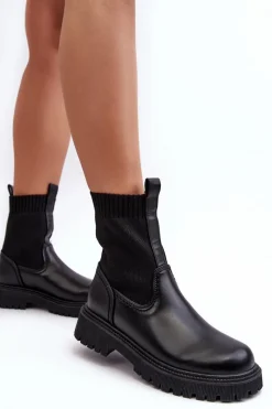 Czarne Botki|Botki Płaskie>Big Star Shoes Botki Na Płaskim Obcasie Czarne Big Star MM2745432