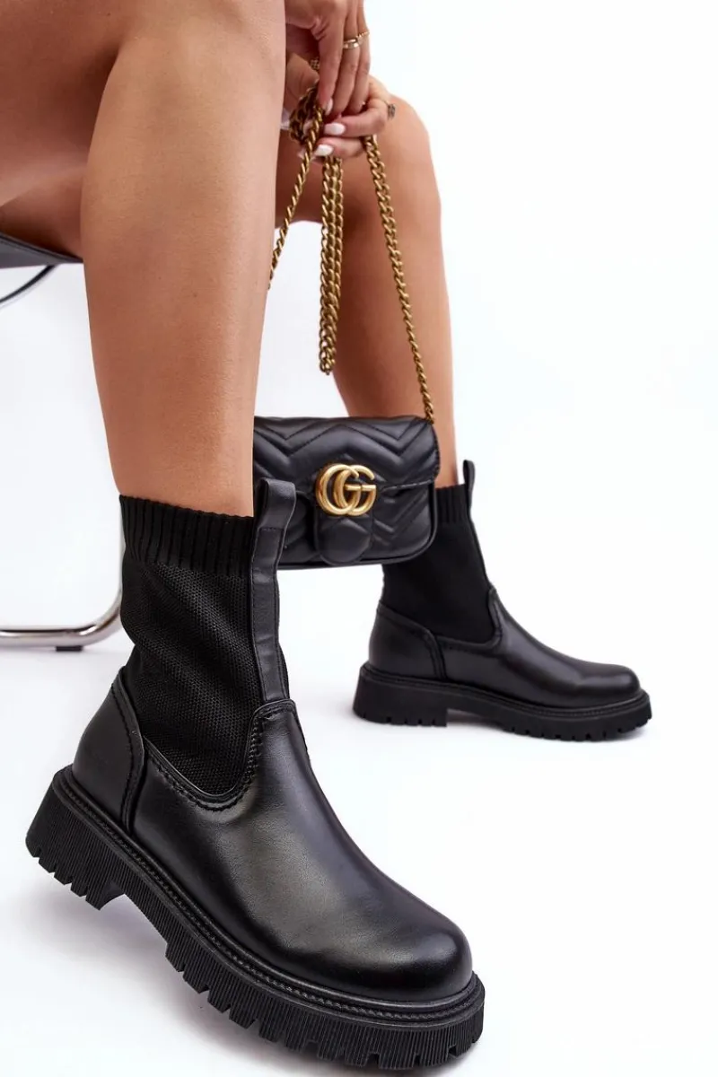 Czarne Botki|Botki Płaskie>Big Star Shoes Botki Na Płaskim Obcasie Czarne Big Star MM2745432