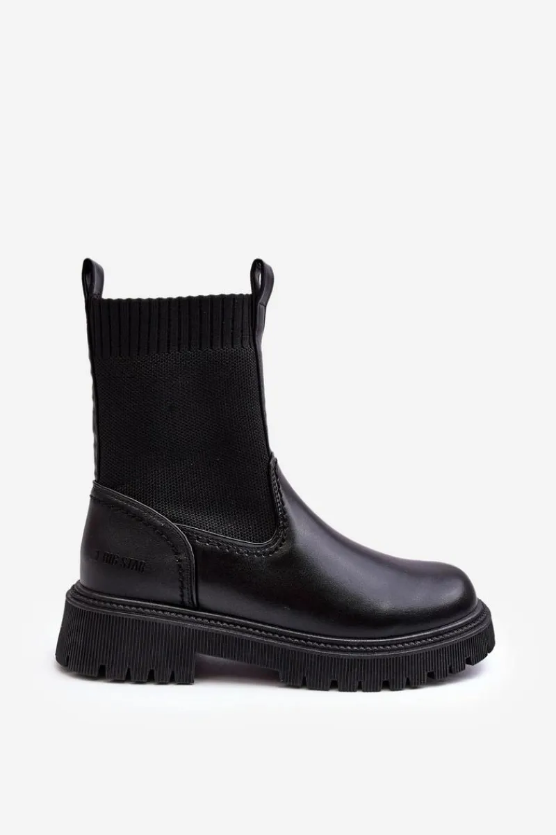 Czarne Botki|Botki Płaskie>Big Star Shoes Botki Na Płaskim Obcasie Czarne Big Star MM2745432