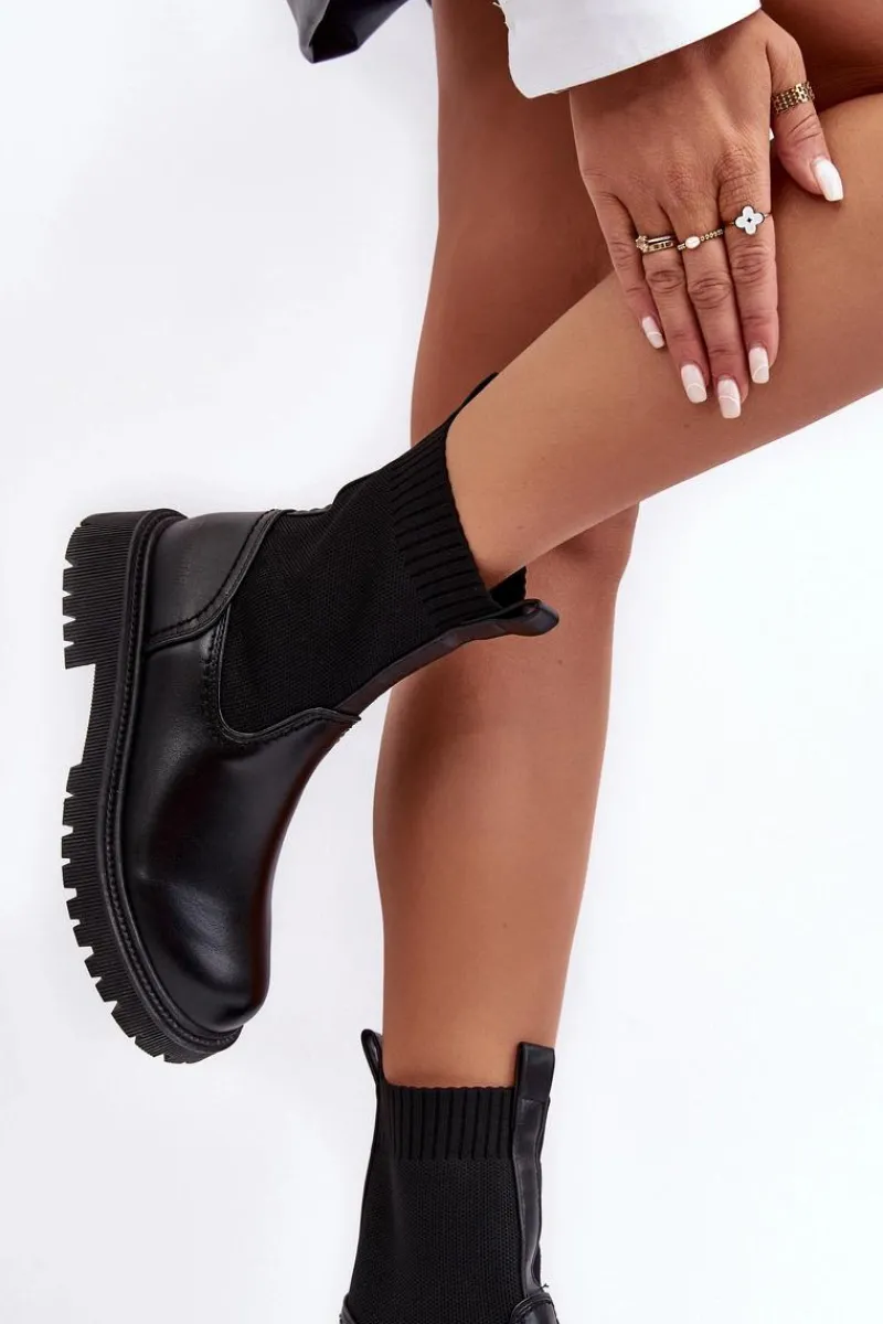 Czarne Botki|Botki Płaskie>Big Star Shoes Botki Na Płaskim Obcasie Czarne Big Star MM2745432