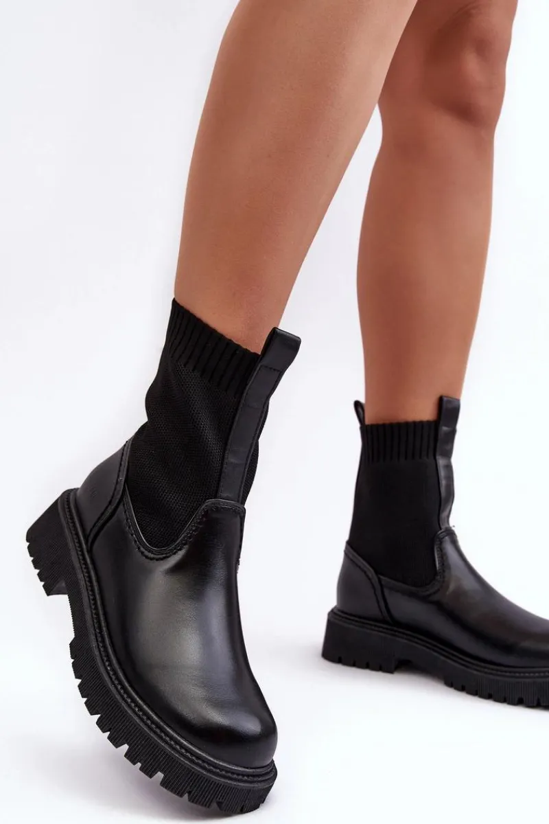 Czarne Botki|Botki Płaskie>Big Star Shoes Botki Na Płaskim Obcasie Czarne Big Star MM2745432