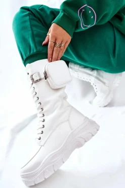 Botki Sznurowane|Czarne Botki>Boto Botki Na Platformie Z Nerką Białe Issanti