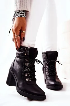 Discount Boto Botki Na Słupku Ocieplane Czarne Charmmis