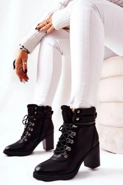 Discount Boto Botki Na Słupku Ocieplane Czarne Charmmis