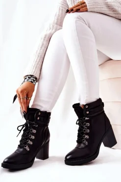 Discount Boto Botki Na Słupku Ocieplane Czarne Charmmis