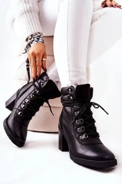 Discount Boto Botki Na Słupku Ocieplane Czarne Charmmis