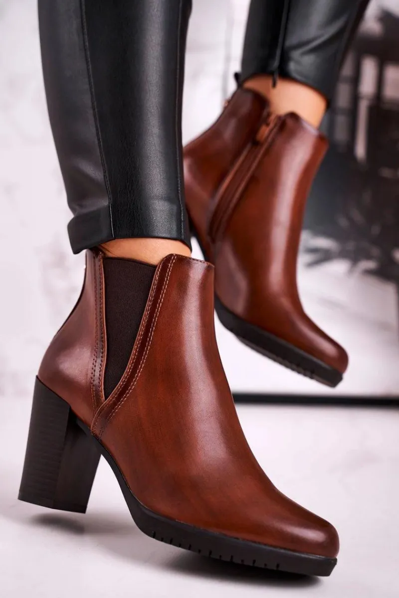 Discount Buty Sergio Leone Botki Na Słupku Ocieplane Sergio Leone Brązowe BT311