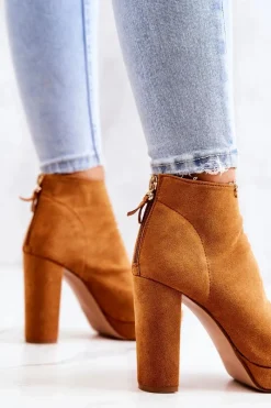 Botki Na Słupku|Czarne Botki>Boto Botki Na Słupku Odkryte Palce Camel Adore