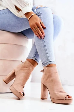 Clearance Botki Na Słupku Odkryte Palce Beżowe Adore Damskie Botki Na Słupku|Czarne Botki