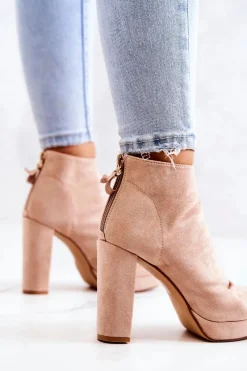 Clearance Botki Na Słupku Odkryte Palce Beżowe Adore Damskie Botki Na Słupku|Czarne Botki