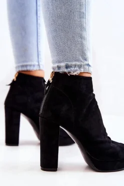 Discount Boto Botki Na Słupku Odkryte Palce Czarne Adore
