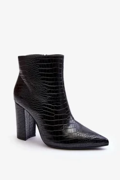 Discount Boto Botki Na Słupku Wężowy Wzór Czarne Daldala