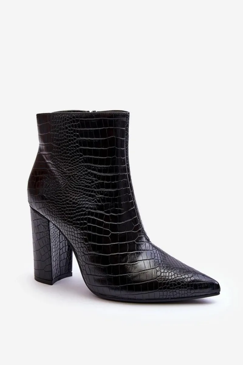 Discount Boto Botki Na Słupku Wężowy Wzór Czarne Daldala