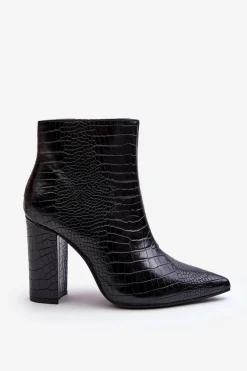 Discount Boto Botki Na Słupku Wężowy Wzór Czarne Daldala