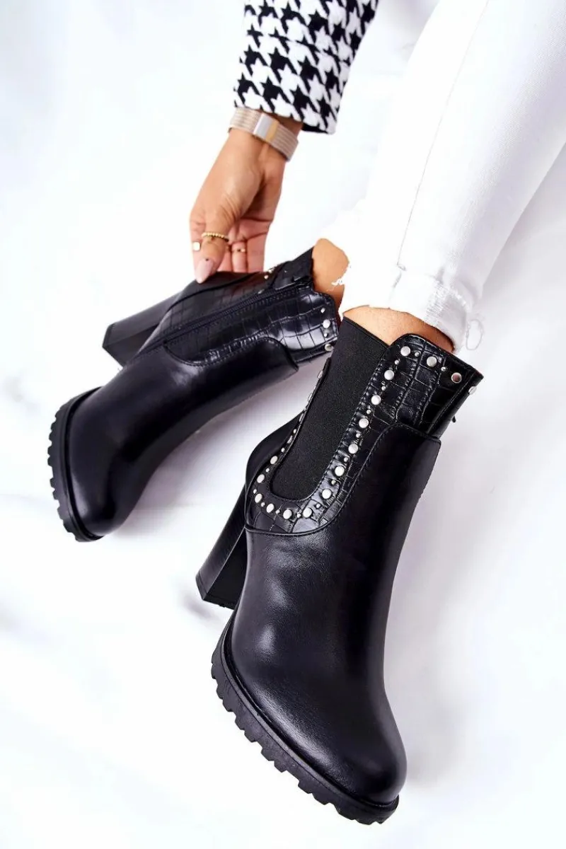 Botki Na Słupku|Czarne Botki>Boto Botki Na Słupku Z Dżetami Czarne Wissey