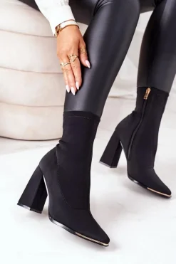 Botki Na Słupku|Czarne Botki>Boto Botki Na Słupku Z Elastycznej Tkaniny Czarne Effect Wow