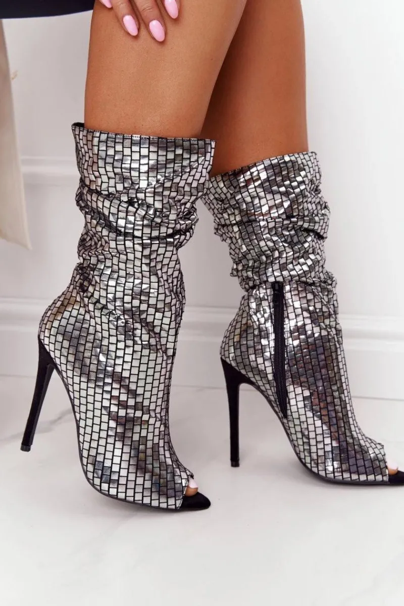 Clearance Botki Na Szpilce Srebrne Night Out Damskie Czarne Botki|Botki Na Obcasie