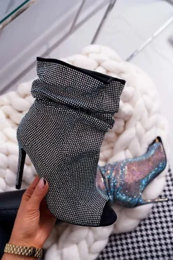 New Boto Botki Na Szpilce Z Cyrkoniami Lu Boo Czarne