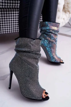 New Boto Botki Na Szpilce Z Cyrkoniami Lu Boo Czarne