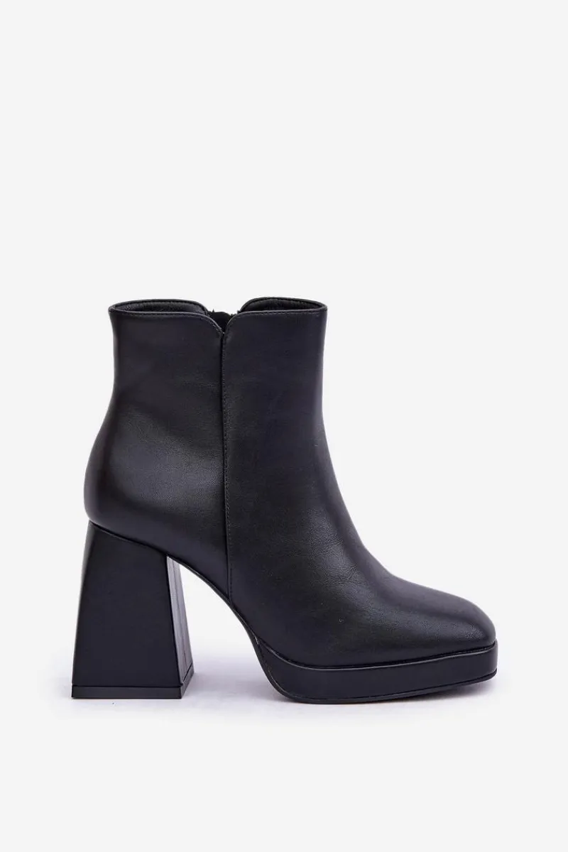 Botki Ocieplane|Botki Na Słupku>Boto Botki Na Wysokim Obcasie Słupku Eko Skórzane Czarne Selarae