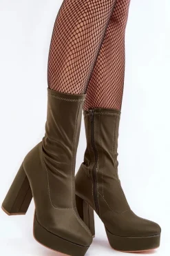 Online Boto Botki Na Wysokim Słupku Z Suwakiem Zielone Peculia